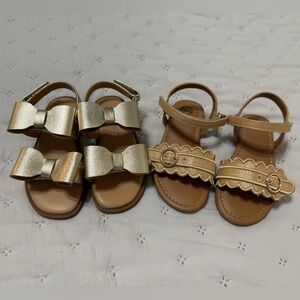 NWOT - Gold and Tan Toddler Sandals set